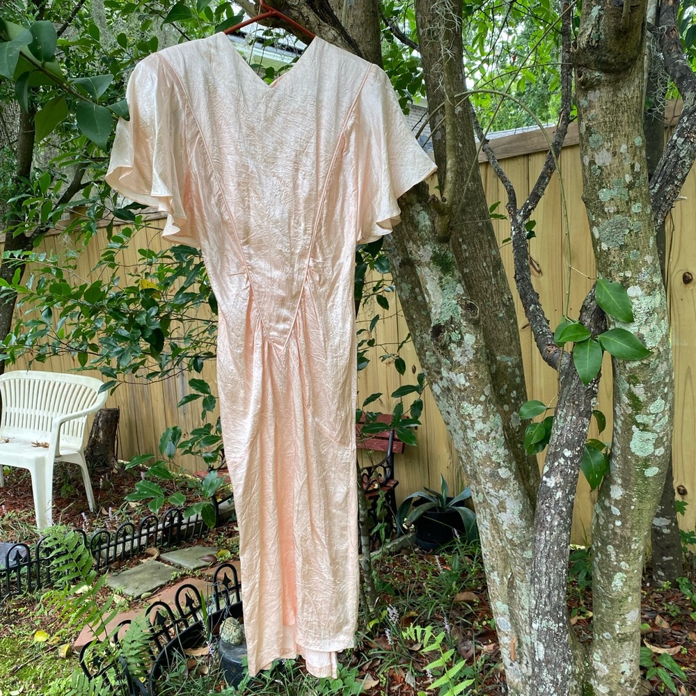 ❗️Vintage❗️80s Justine Satin Pink Dress - Picture 3 of 7